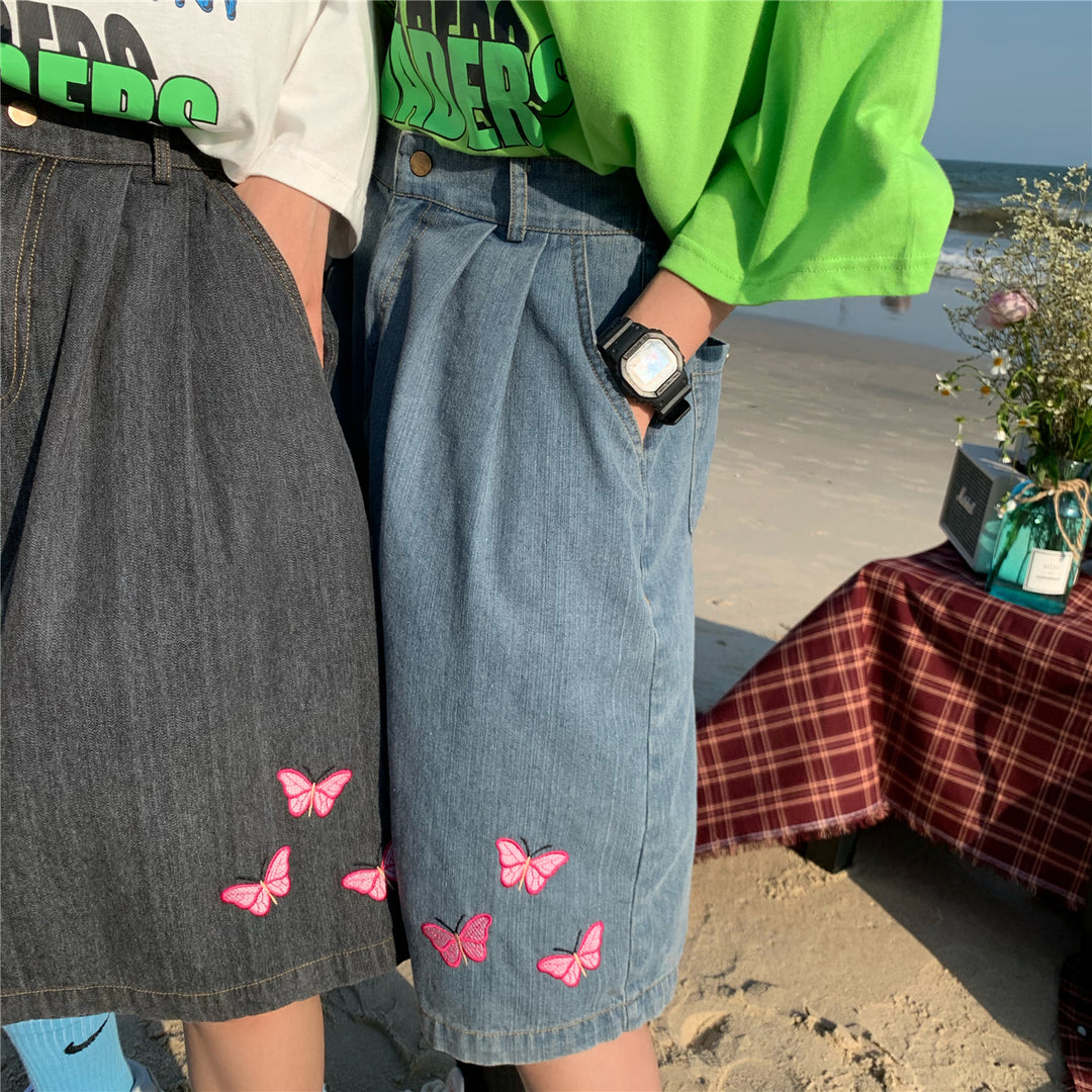 cropped butterfly shorts