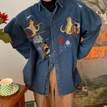 Load image into Gallery viewer, silly cats denim shirt
