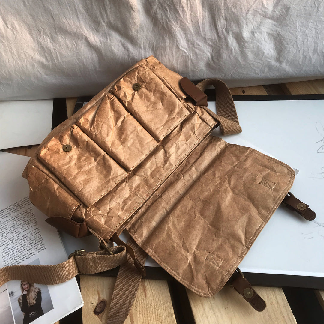 paper texture messenger bag